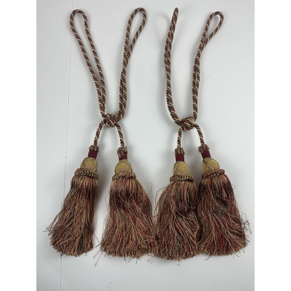 Decorative Curtain Tassel Tiebacks in Brown & Gold - Set of 2